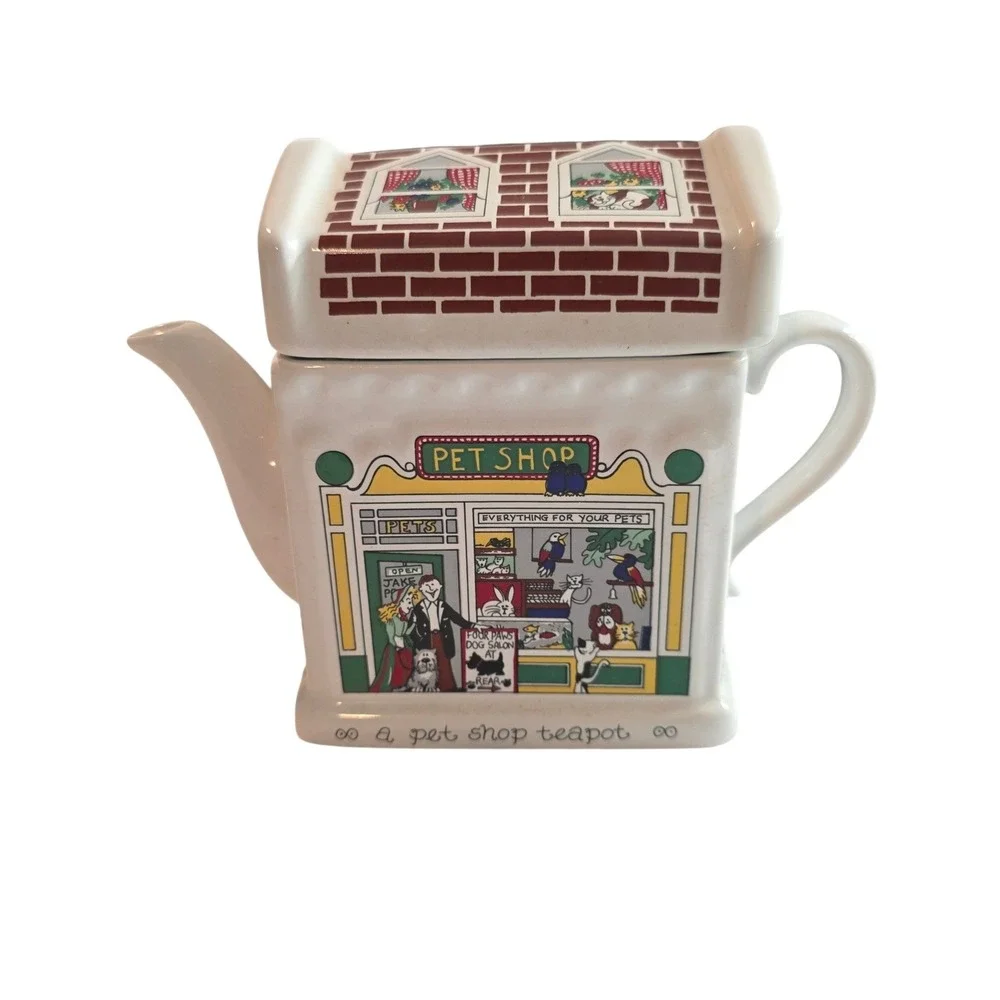 Vintage 70s Wade England Pet Shop Teapot, Kitchen Shelf Decor READ